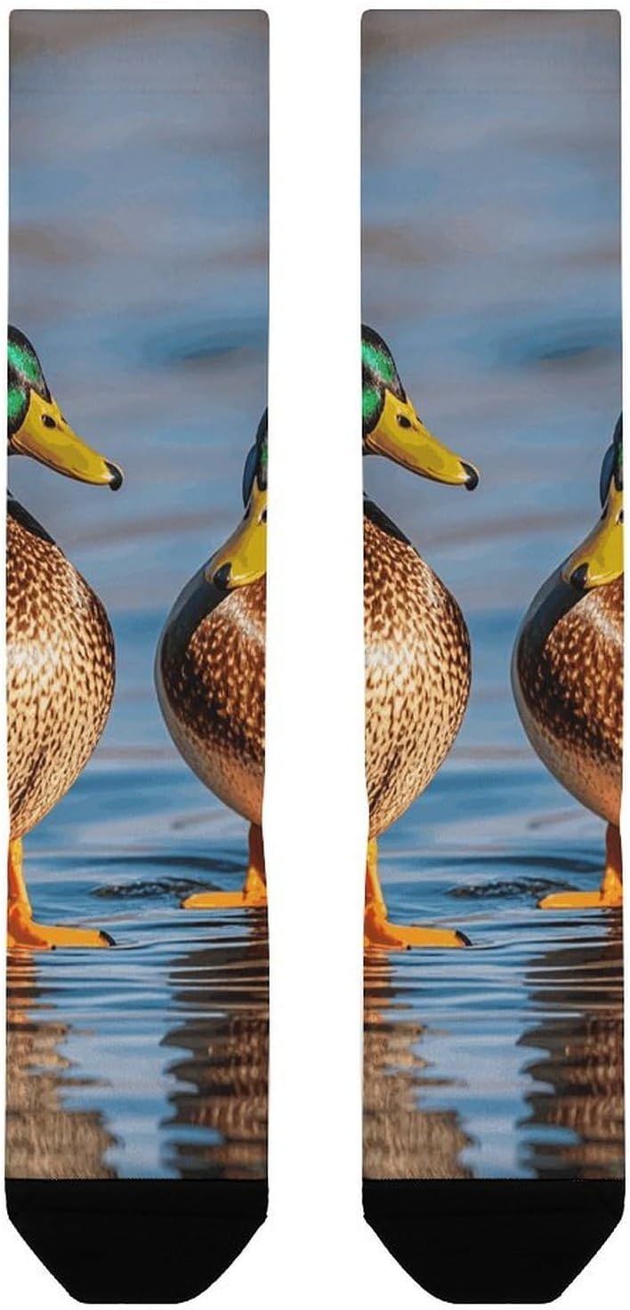 Two Mallard Ducks Knee High Soccer Socks Moisture Wicking