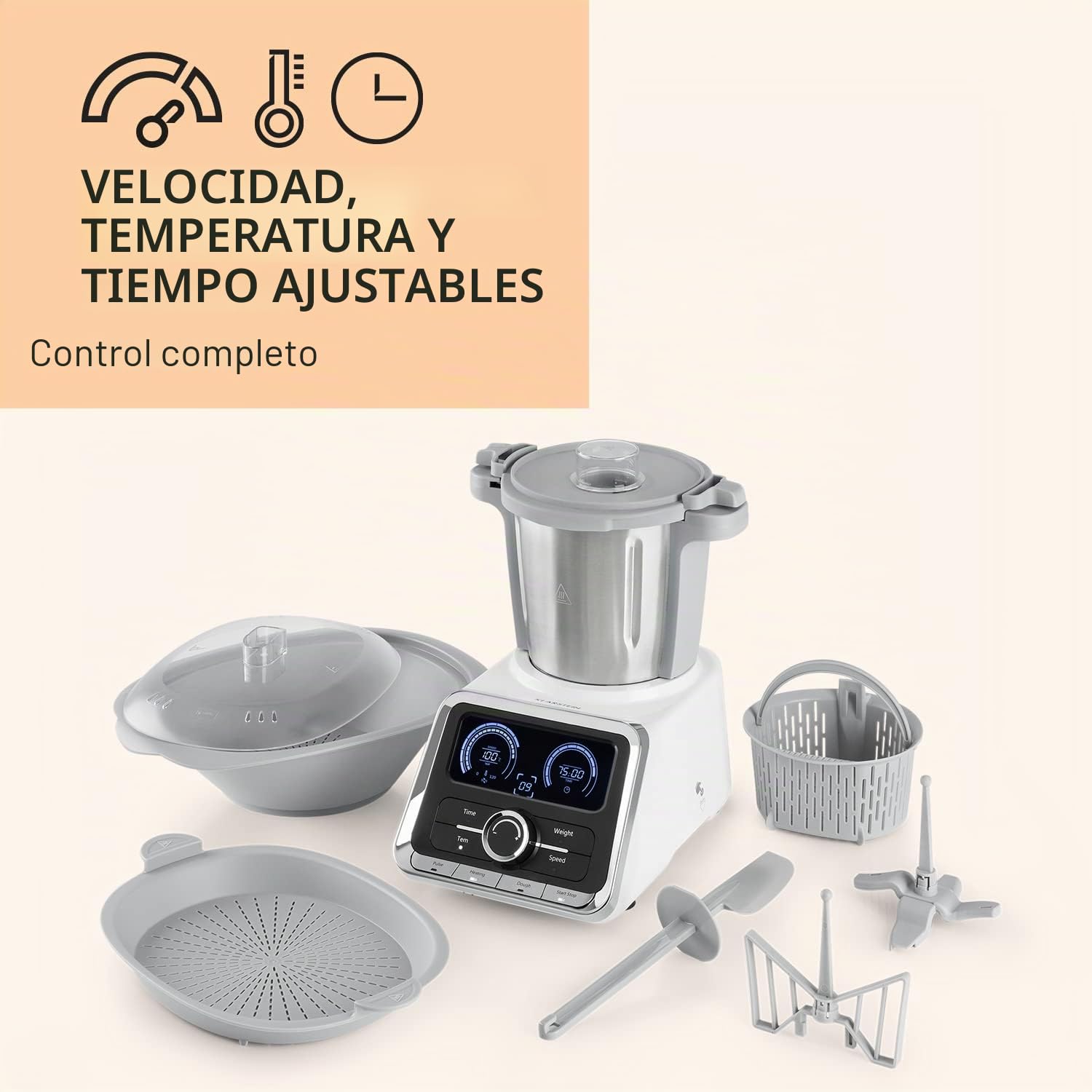 Klarstein GrandPrix & # x2022; Robot de cocina, color plateado