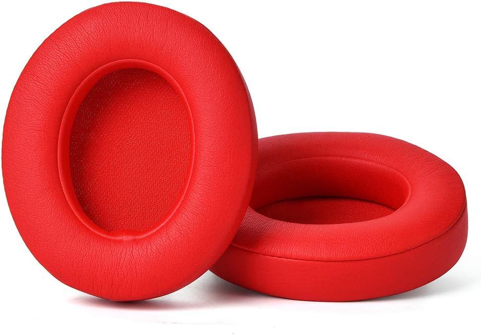 Professional Replacement Ear Pads for Beats Studio/Compatible with Studio Wired B0500 / Wireless B0501 / Studio 2 and Studio 3/Soft Protein Leather/Noise Isolation Memory Foam (Red)