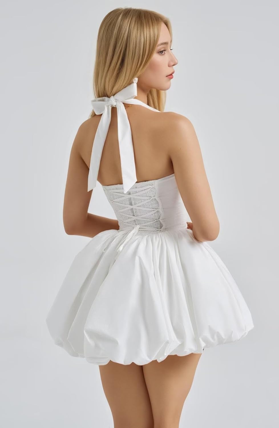 Square Halter Homecoming Dresses for Teens 2025 Mini Puffy Princess Cocktail Party Gown with Bow