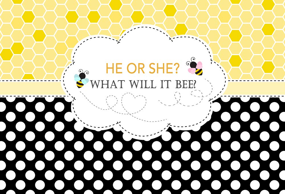 Comophoto 7x5ft Bee Theme Gender Reveal Party Backdrop Bumble Bee He Or She Baby Shower Photography Background Honeycomb Dots Bee Day Party Banner Decorations Buy Online In Tunisia At Desertcart