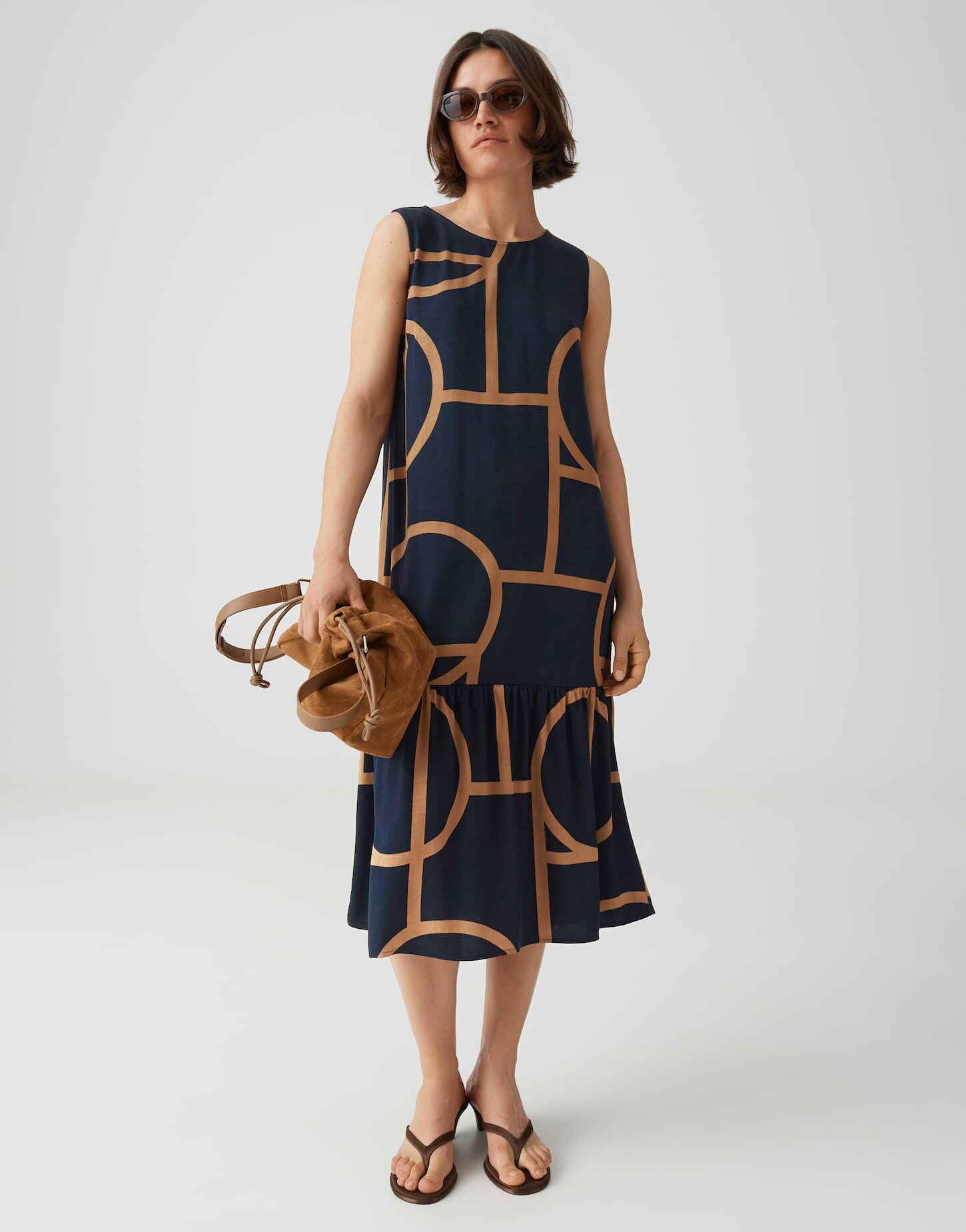 OPUS Damen Midikleid | Bedrucktes Midikleid mit Volant