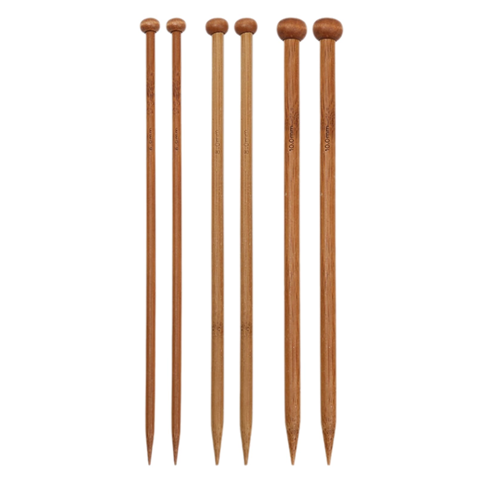 6PCS Knitting Needles UK 10mm,8mm,6mm Bamboo Knitting Needles,Wooden Knitting Pins for Beginners,25cm Long Knitting Needle Set for Beginners & Professional Knitters Kids Adults,Lightweight