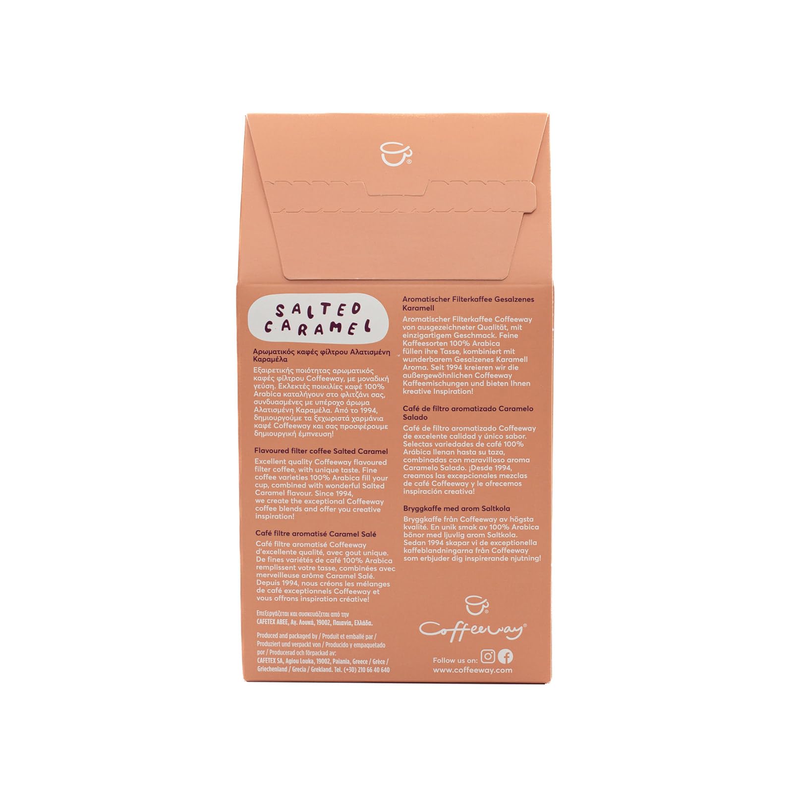 Coffeeway Caffè macinato aromatizzato al caramello salato, 1600 g (8 x 200 g)