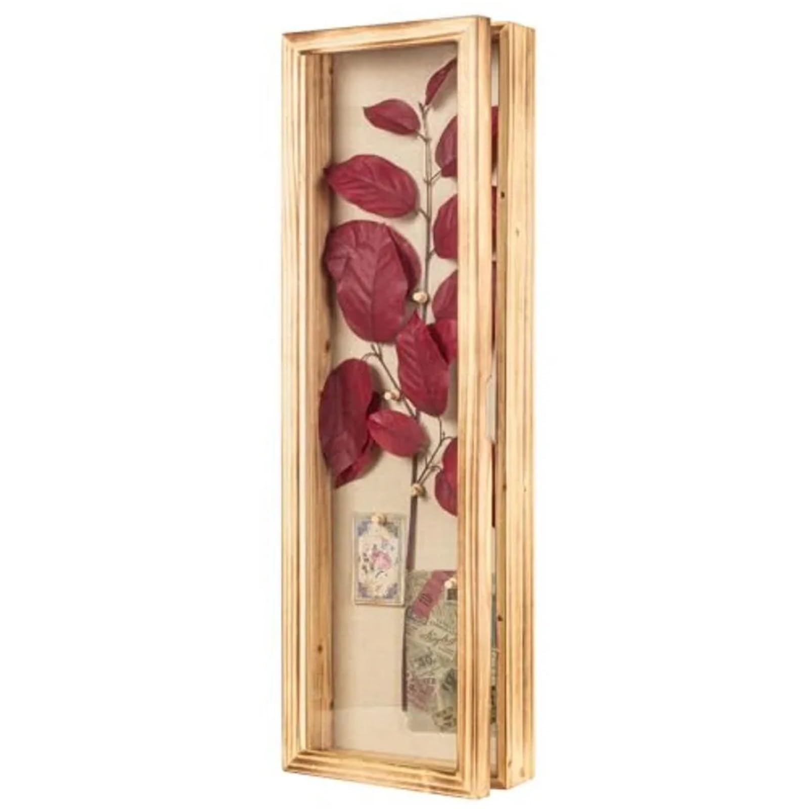 Shadow Box Frame 8x25 Flower Pin Display Case Cabinet Picture With Linen Back Memorabilia Awards Medals Badge for Tabletop and Wall