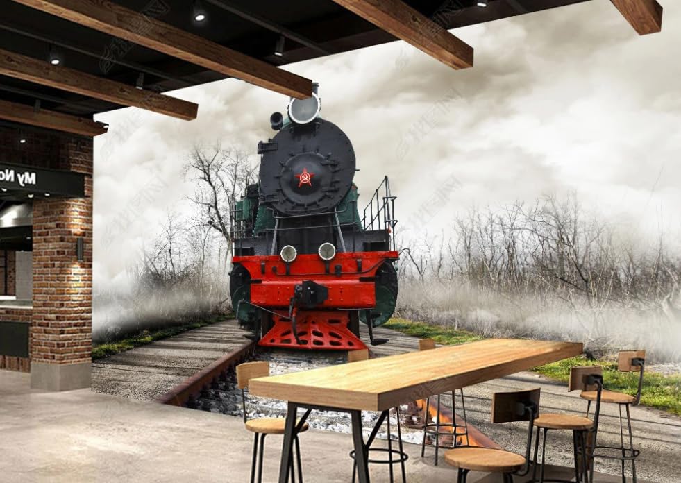 Train rétro poster géant mural pour une décoration salon nostalgique