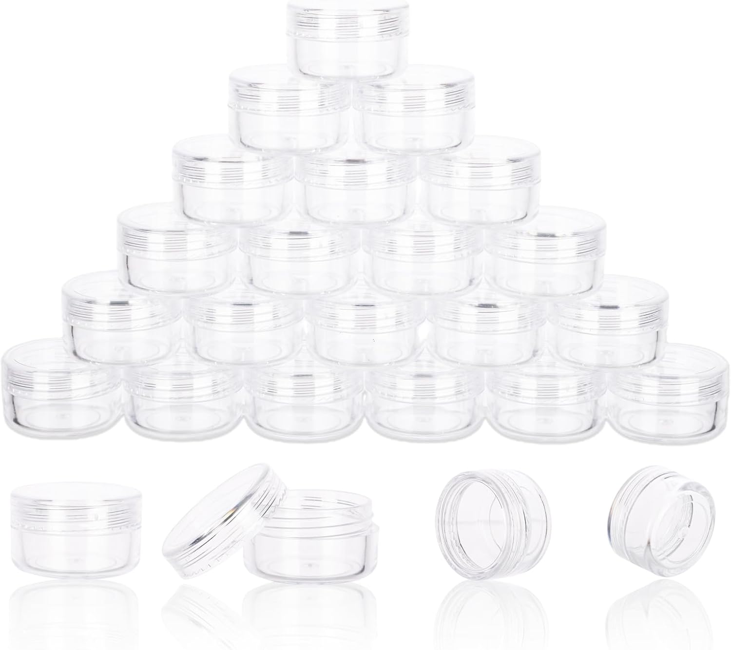 5 Gram Sample Containers with Lids, 25 Count 5ML Clear Sample Jars, Empty Lip Balm