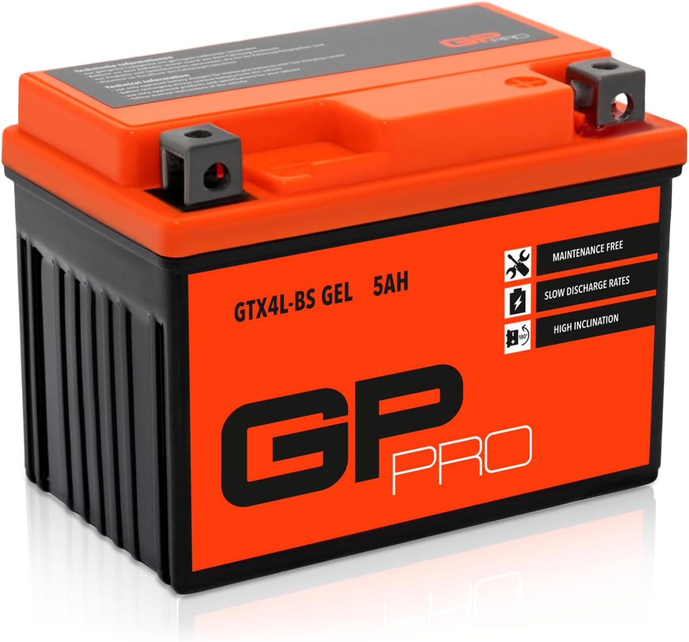 GP-PRO Gel-Batterie 12V 5Ah GTX4L-BS Rollerbatterie/Motorradbatterie, wartungsfrei versiegelt vorgeladen zyklenfest ersetzt YB4L-B / YTX5L-BS / YTX4L-BS / SLA4L-BS / YB4L-A