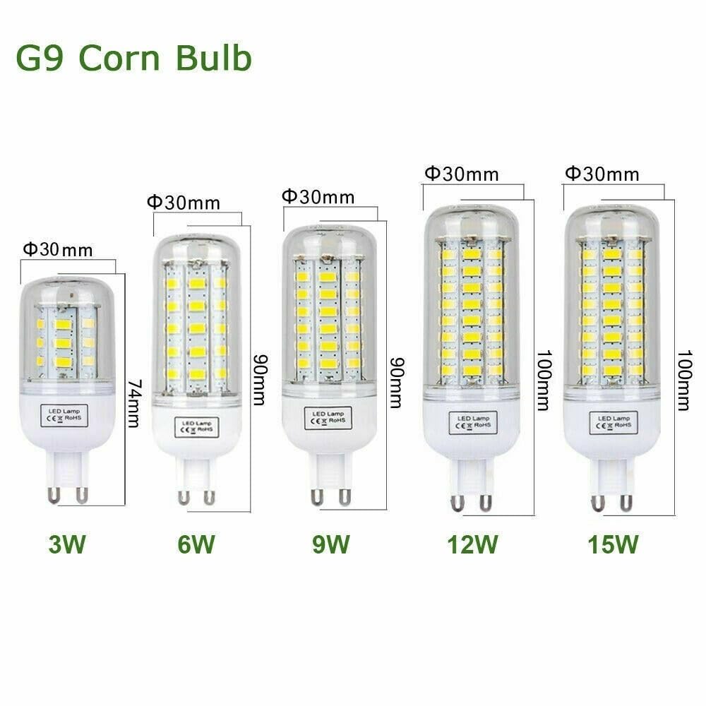 HHF Illuminazione domestica, Confezione da 20 lampadine LED a mais AC220V E14/E27/B22/G9/GU10 5730SMD Lampada a luce bianca calda fredda(Cool White G9,5W)