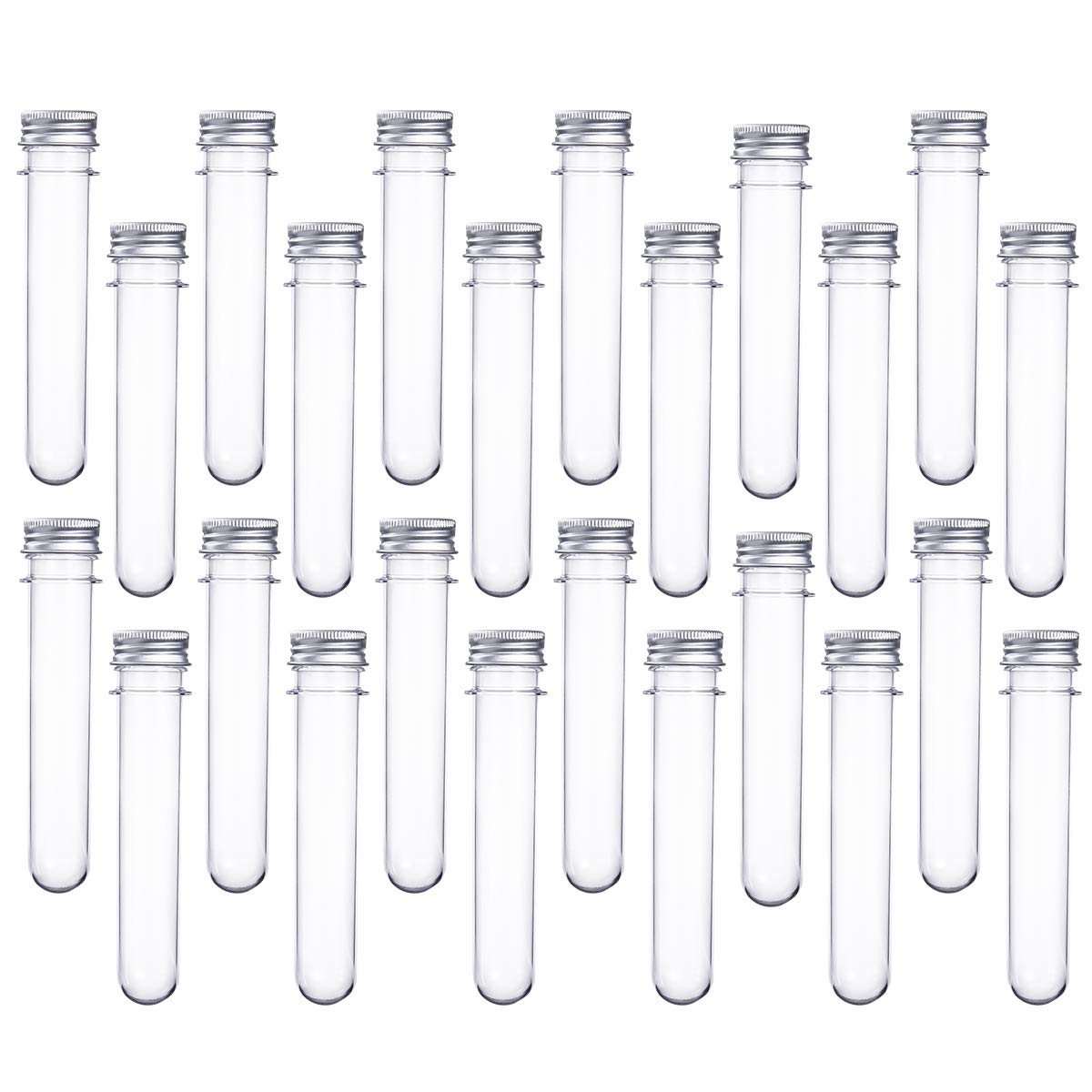 Hemobllo24pcs Clear Plastic Test Tubes With Caps Mini Empty Plastic Beaker For Scientific Experiment Party Vpowders Spices Beads Candy Storage Containers 40ml