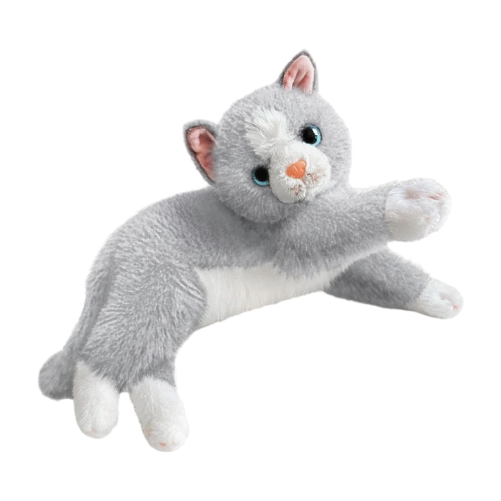 Cuscino Realistico a Forma di Gatto in Peluche, Bambola di Peluche a Forma di Gatto, Animale Sdraiato, Morbido Tessuto di Peluche, Compagno Comodo E R, Grigio