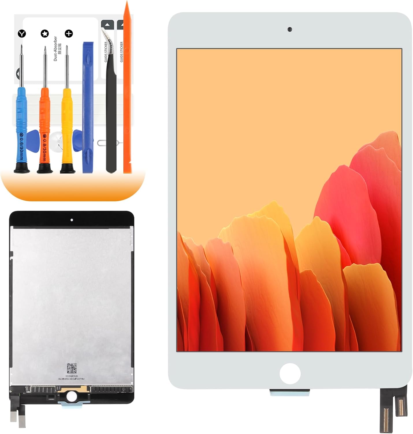 for iPad mini 4 Screen Replacement for iPad mini 4 2015 LCD A1538 A1550 LCD Digiitzer Touch Screen Assembly Repair Parts with Screen Protector and Tools (White)