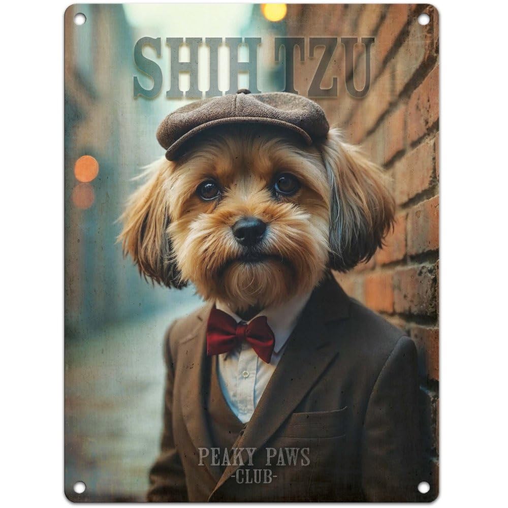 The Original Metal Sign Shih Tzu, Brown Small (150 X 200Mm) Metal Sign - Peaky Paws Club - Shih Tzu Brown