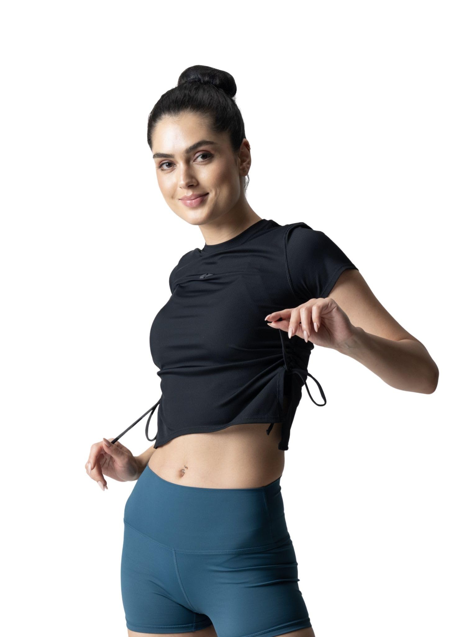 STRCH Nylon Regular Fit Women's SideSync Tshirt/Crop Top with Elegant Design | Stylish, Breathable & Comfortable Top | Ideal for Gym, Workout, Sports & Casual Outings-picture-34