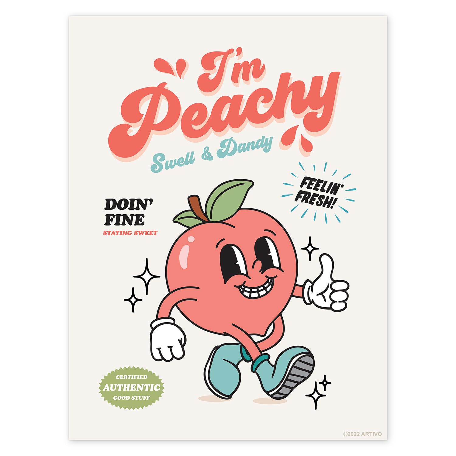 Amazon.com: Retro Wall Art I'm Peachy Character Poster 12x16in
