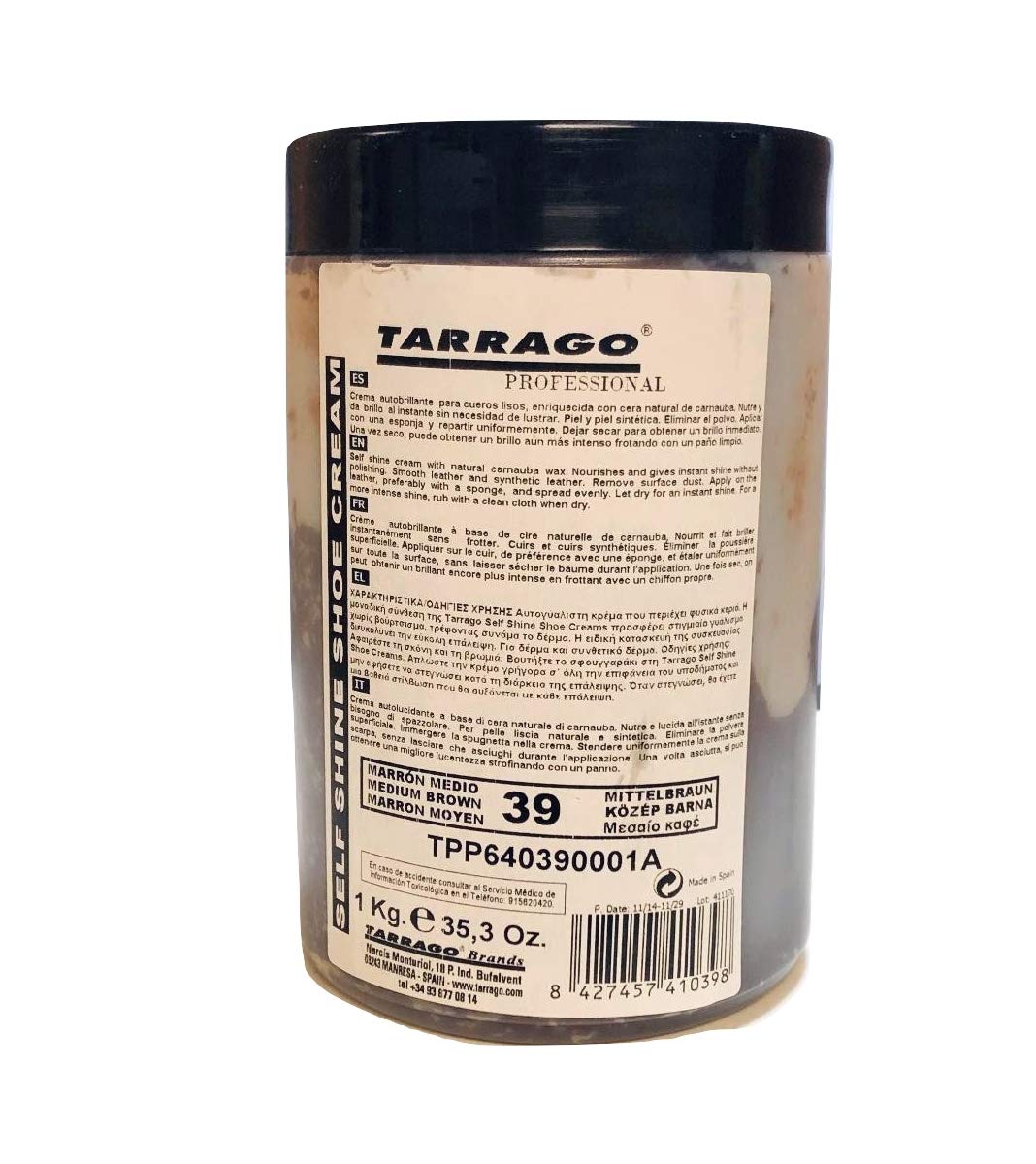 Tarrago | Self Shine Cream 1Kg | Crema de Ceras Autobrillante | Apto para Cuero y Cuero Sintético