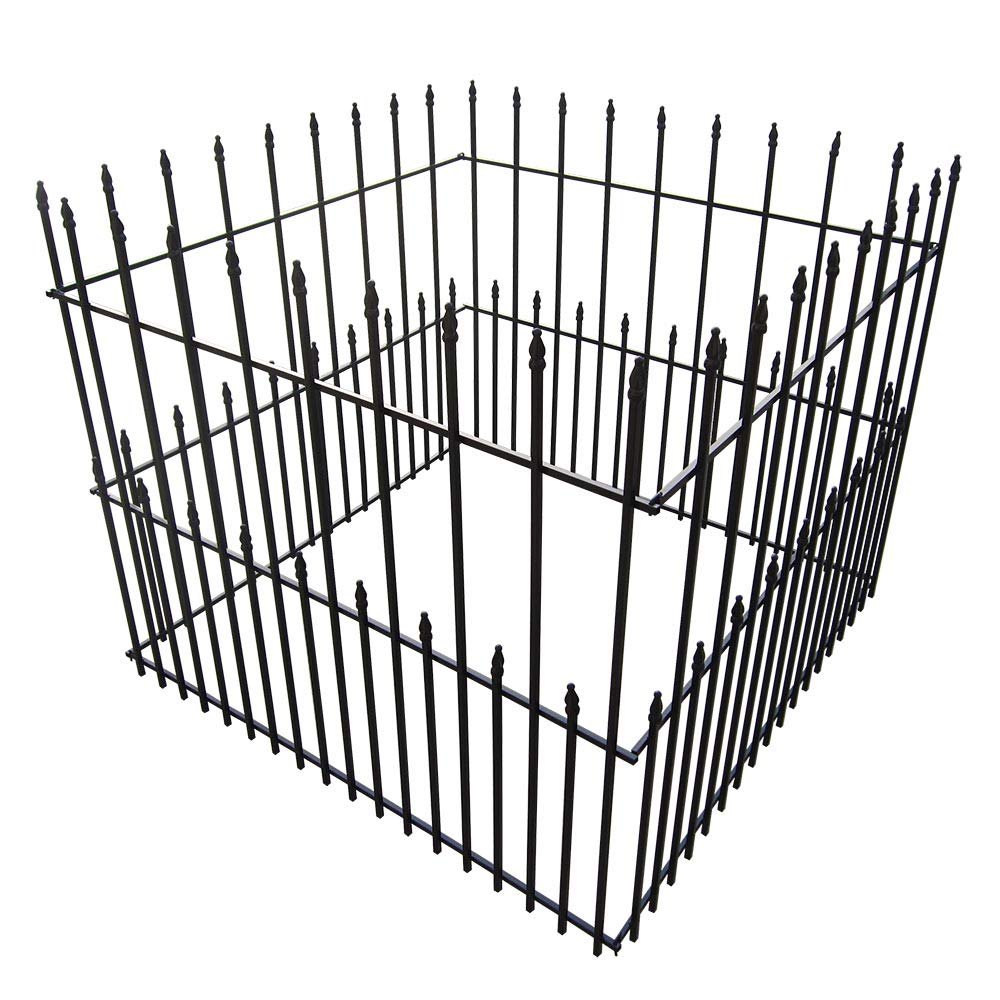 MTB Black Steel Decorative Garden Fence Panels, Metal Fence Animal Barrier 36 in H x 14.1 ft Long Landscape Border Fence, Flat Top…