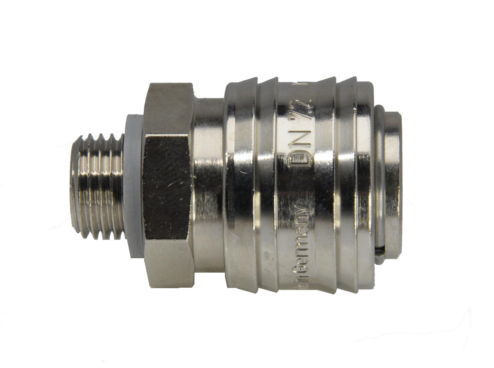 Kupplungsdose NW 10 mit Außengewinde R 3/8", Schnellkupplung, Material Messing/Stahl