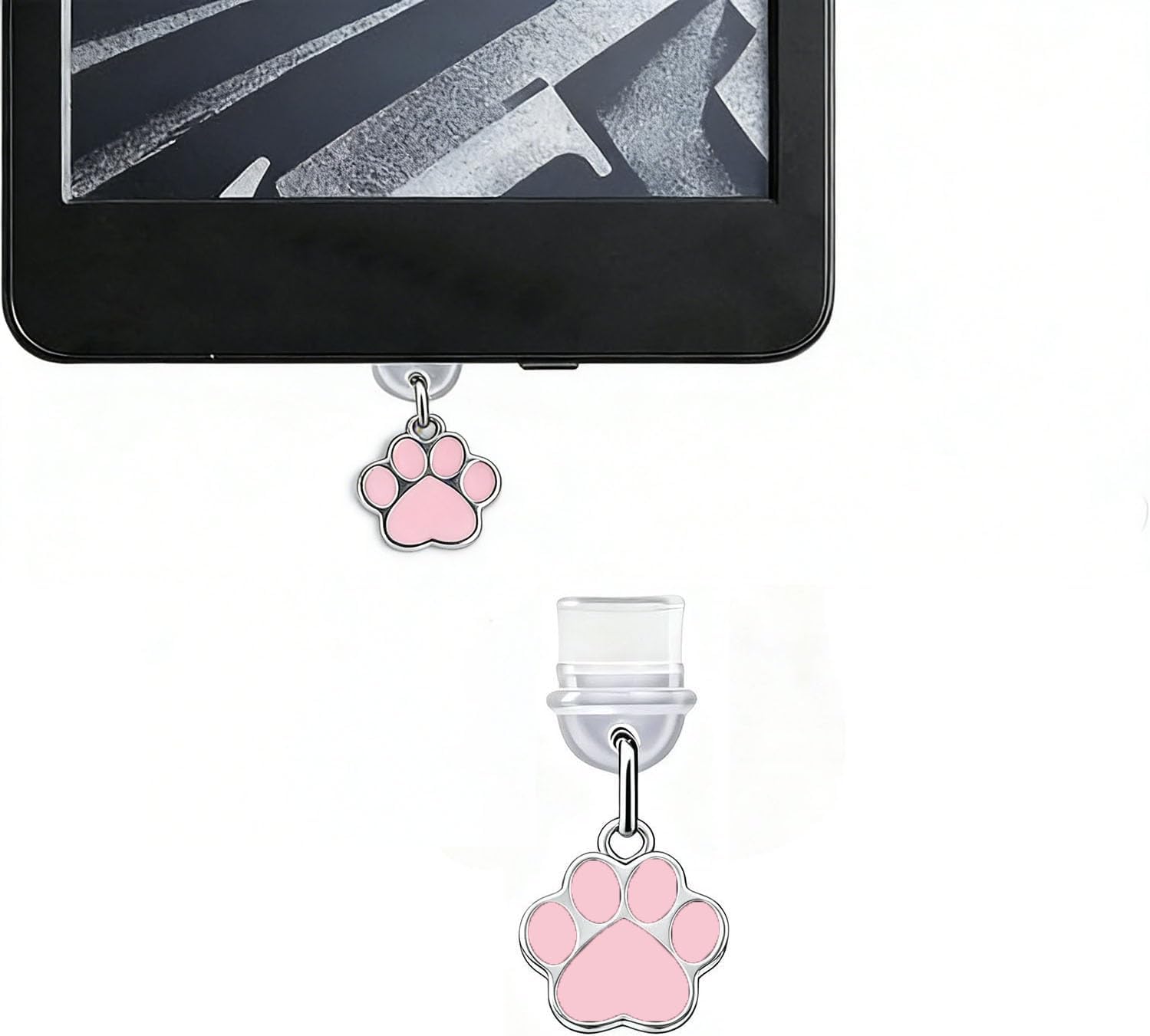 Kindle Anti-Dust Plug Dust Charging Charger Port Cover Protector Silicone Dustproof Stopper Charm Type-C, USB-C E-Reader Mobile Cell Phone for iPhone 17 16 15 Samsung Galaxy Tablets AirPods Paw Print