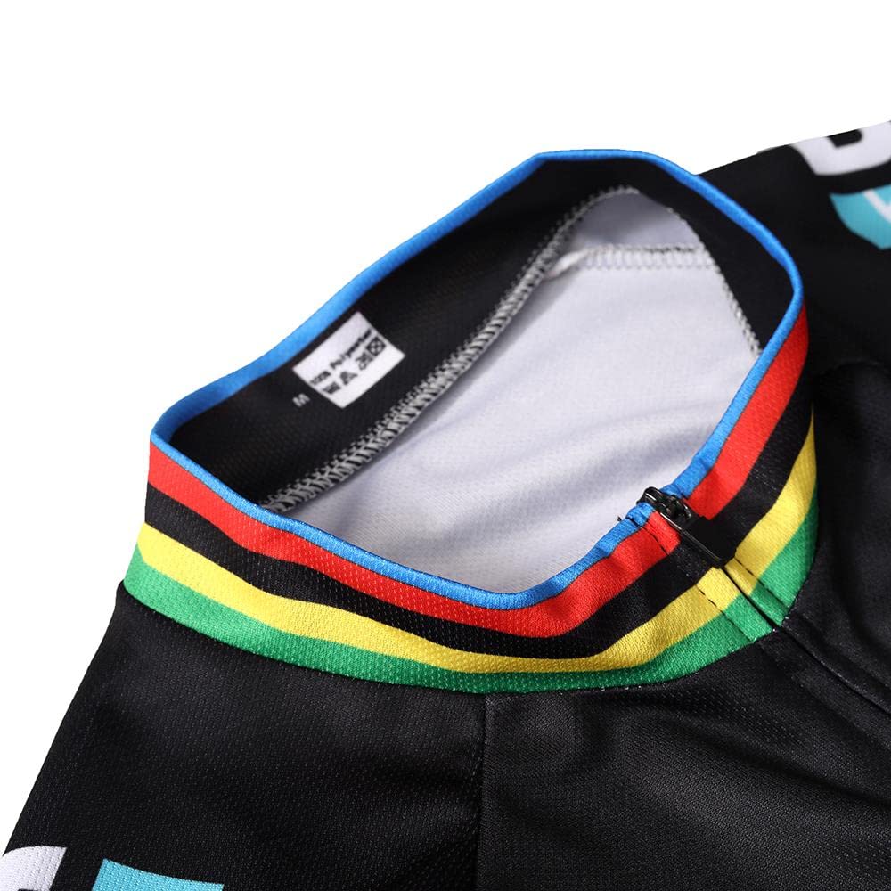 Radtrikot Set Herren Fahrradtrikot, Langarm Set mit 20D-Gel-gepolsterten Langarm Trägerhose Radhose, Atmungsaktiv Elastische Schnell Trocknend Fahrradbekleidung Set für Radfahren MTB