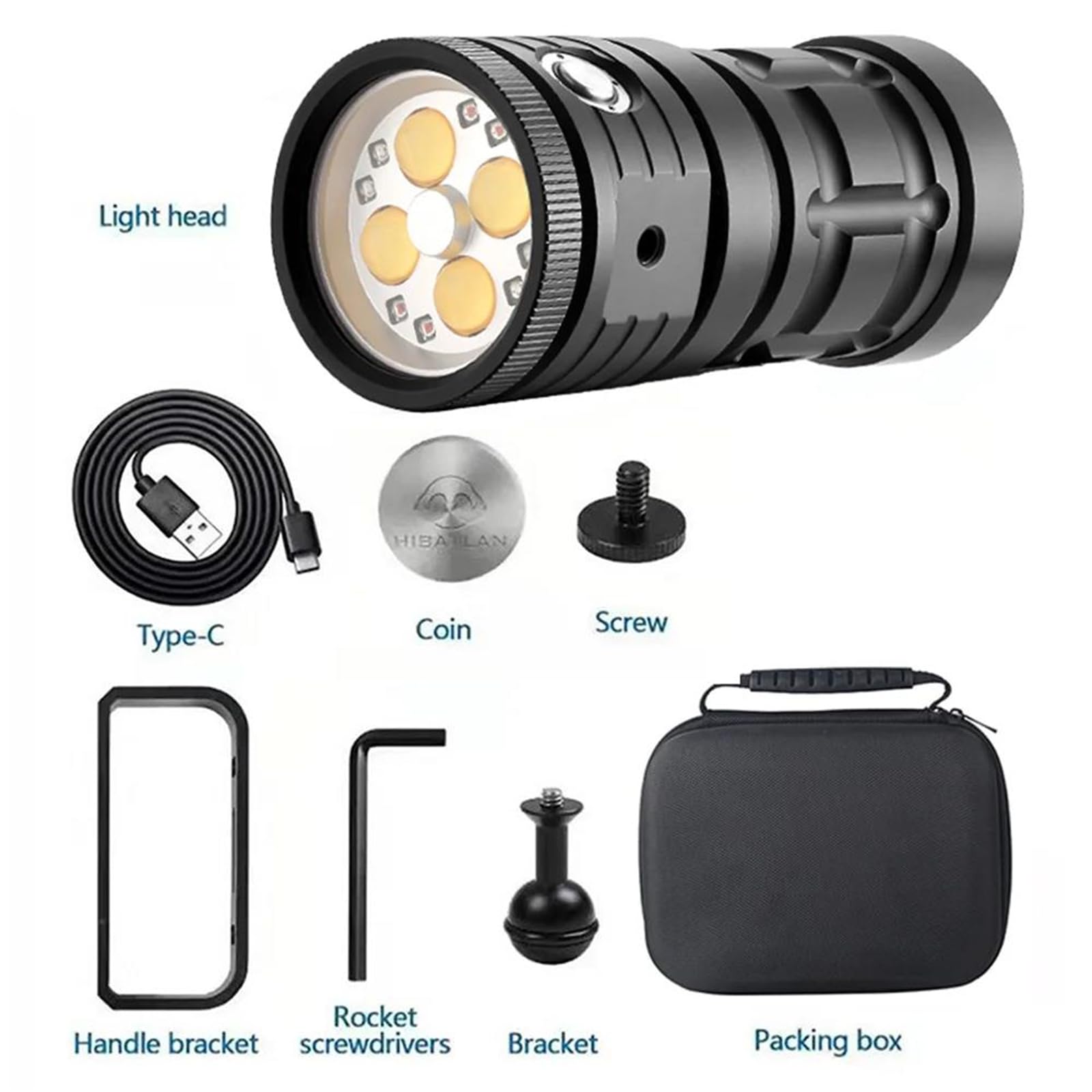 Luce Subacquea, 100M Luce Video Subacquea, Torcia Subacquea, Luce Subacquea, Torcia Impermeabile con per Sport Acquatici, riprese Video subacquee e Fotografia