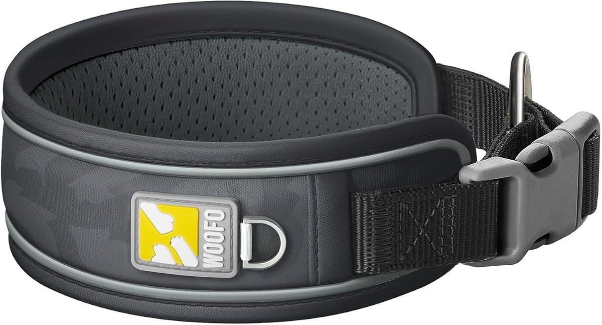 Collar para perros de primera calidad | Súper ajustable para todas las razas, hebilla de liberación rápida | Acolchado extra suave y ensanchado y diseño reflectante para mayor seguridad (pequeño, negro)