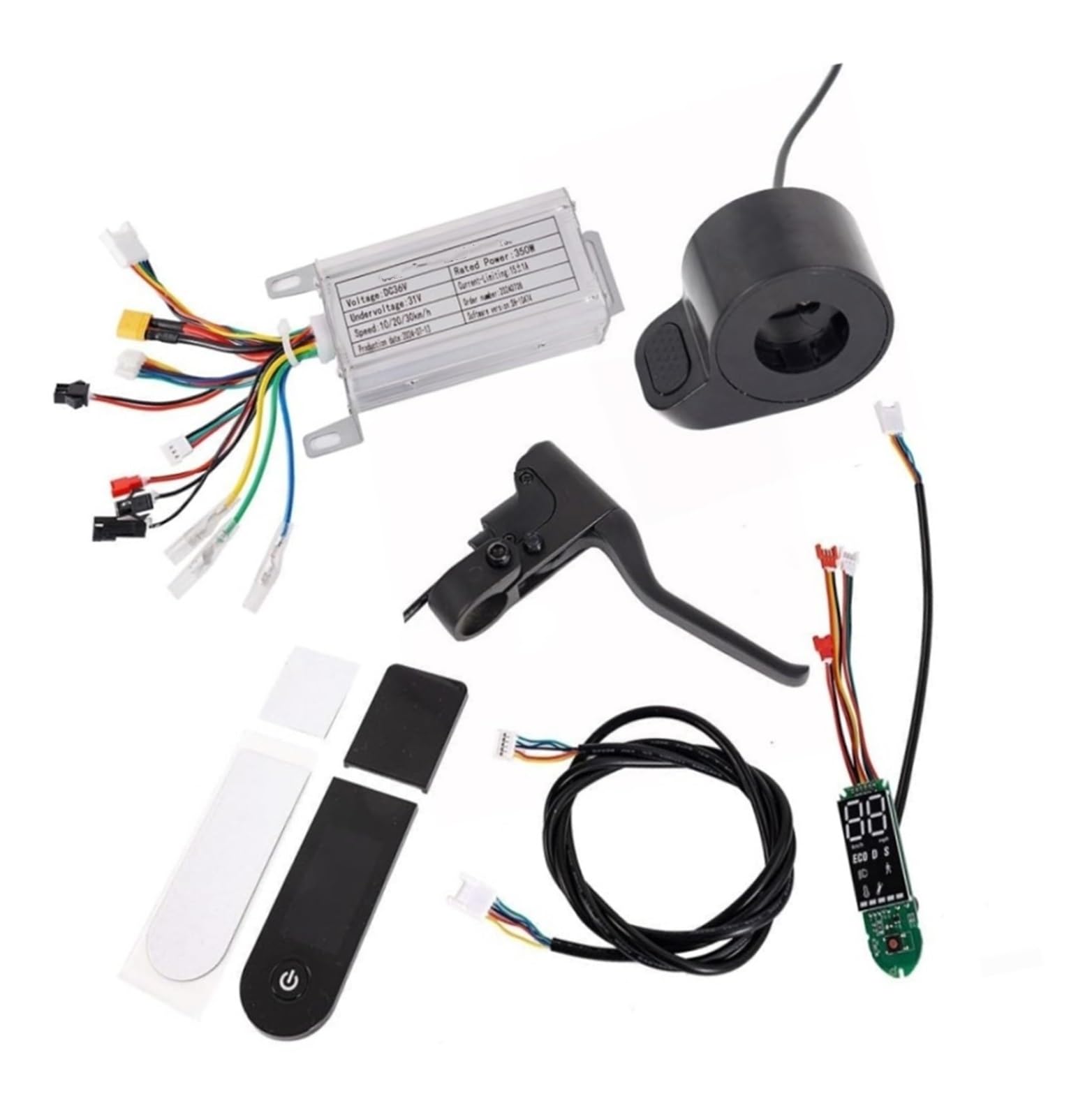 E-Scooter-Controller-Ersatz, 36 V, 350 W, 15 A, mit Display-Armaturenbrett und Beschleunigerbremskabeln, komplettes Reparaturset for Elektroroller-Zubehör