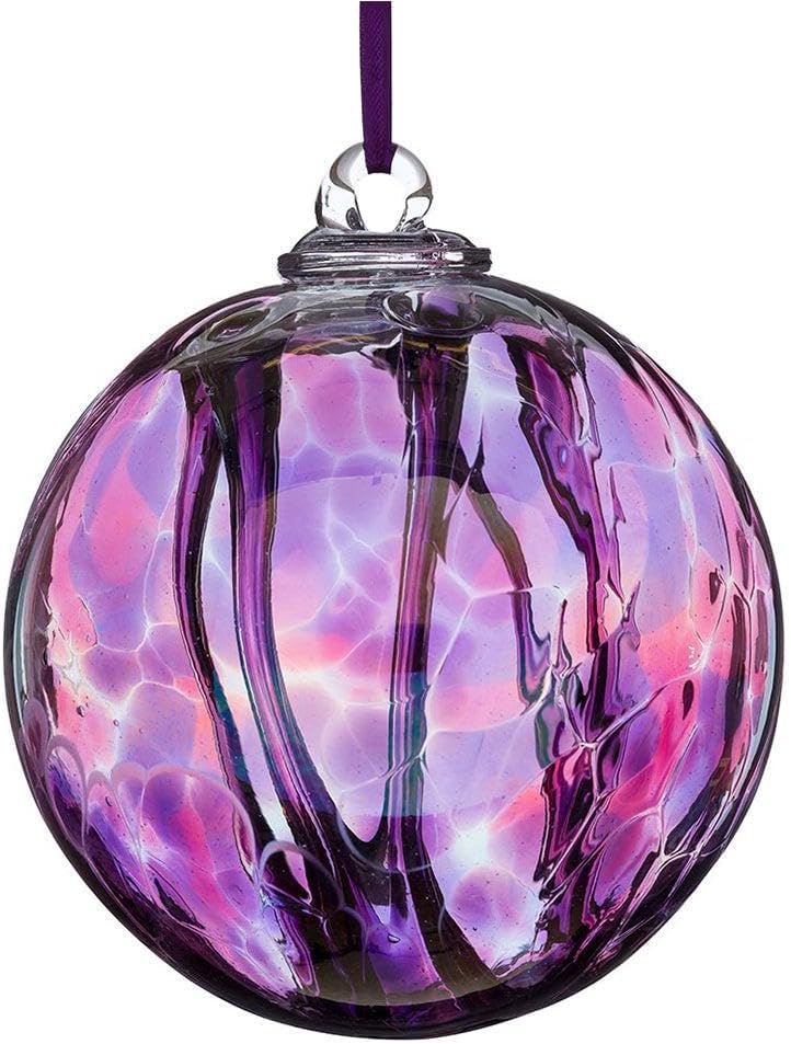 Sienna Glass Spirit Ball, Pink/Purple, 10CM