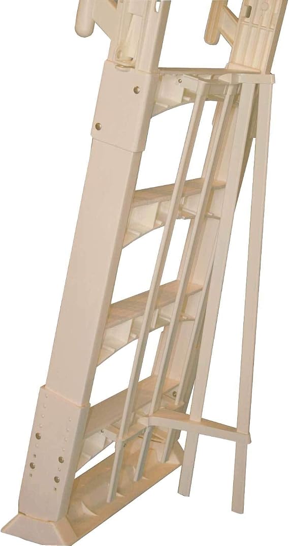 Vinyl Works A Frame Ladder with Barrier for Swimming Pools 48 to 56 Tall, Taupe