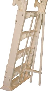 Vinyl Works A Frame Ladder with Barrier for Swimming Pools 48 to 56 Tall, Taupe