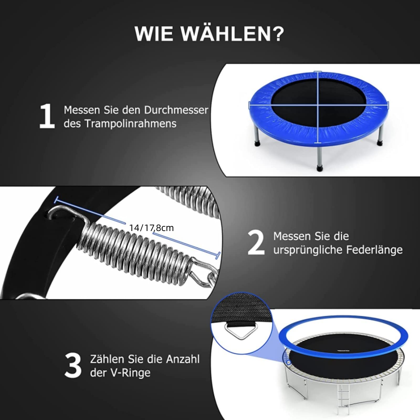 GYMAX Ø244/305/366/427/457/488cm Sprungtuch, Trampolin Sprungmatte aus PP, verschleißfestes Sprungtuch für Gartentrampolin, schwarz