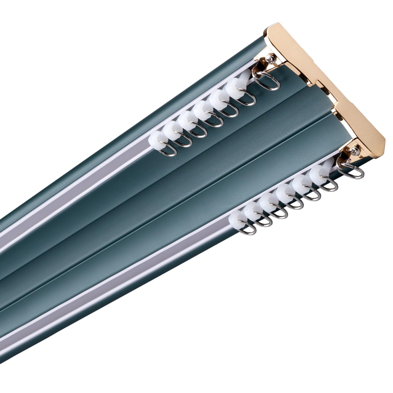 Metal Curtain Track Double Tracks Curtain Ceiling Track Length 6.6 To 16.4ft Aluminum Curtain Rail, Easy To Install Silent Curtain Track With Curtain Pulley And Screws(Blue,500cm)