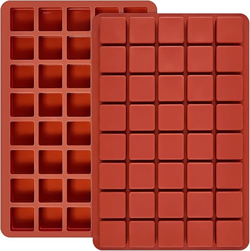Paquete de 2 moldes cuadrados de silicona para chocolate, moldes de caramelo de 40 cavidades, mini moldes para cubitos de hielo para caramelo,
