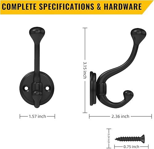 Miniatura 3 de Paquete de 6 ganchos de pared para colgar, ganchos de pared resistentes, ganchos de metal fáciles de instalar, para colgar en baños, dormitorios,