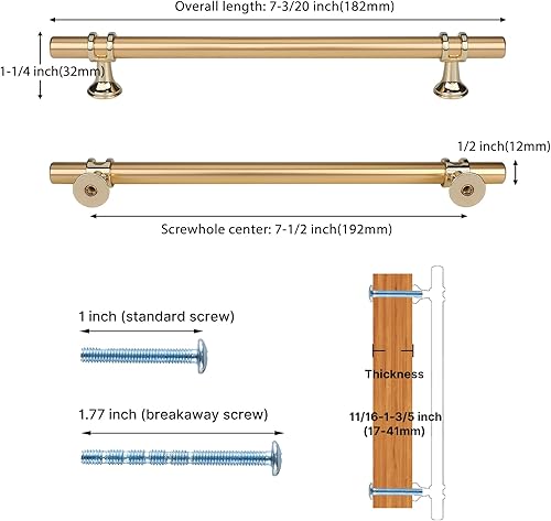 Miniatura 2 de Haliwu Paquete de 10 manijas de gabinete doradas, tiradores de gabinete de latón cepillado, manijas de gabinete de cocina, manijas de gabinete de