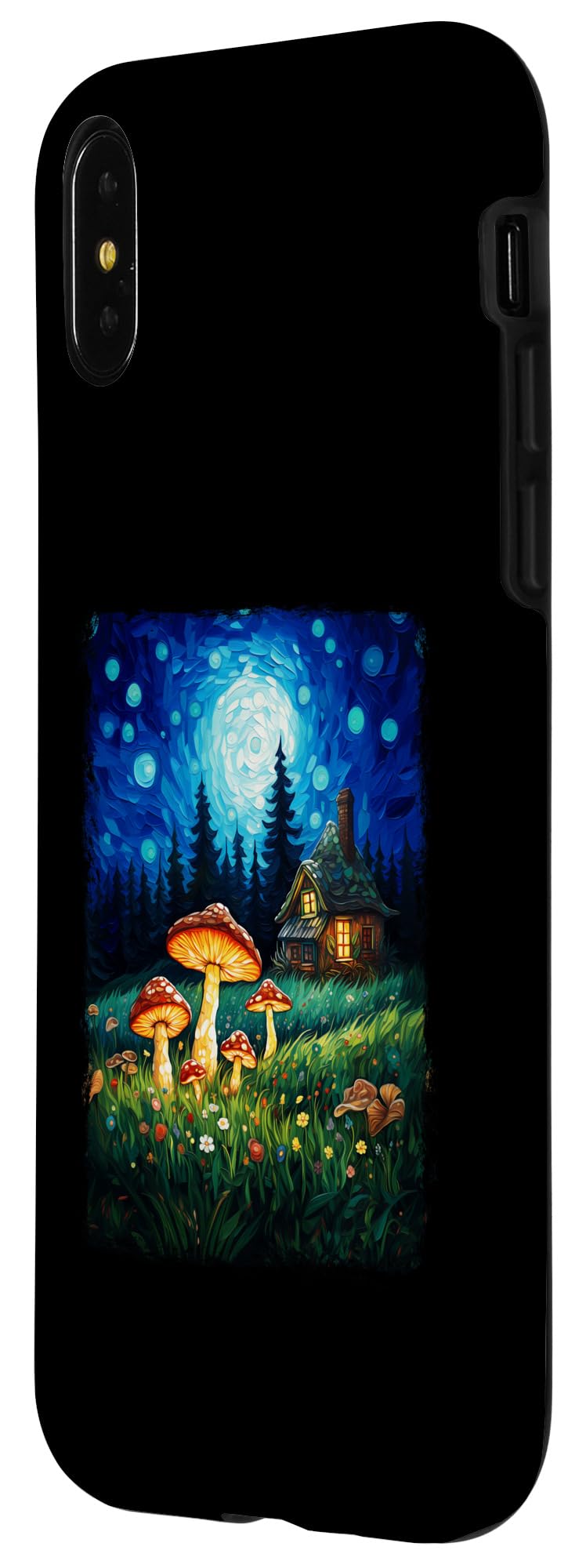 iPhone X/XS Cottagecore Aesthetic Nature Mushroom Starry Night Painting Case - Image 2