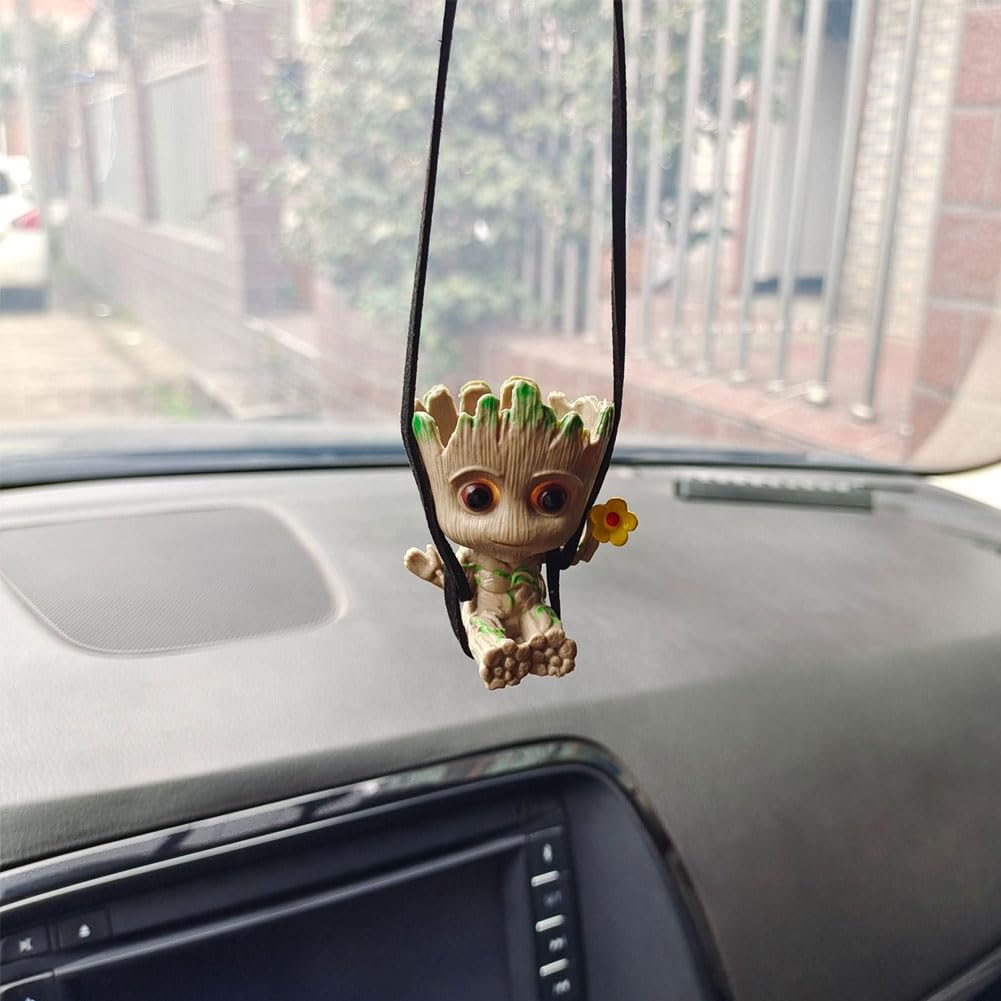 Groot - Ciondolo per specchietto retrovisore auto, albero oscillante, accessori per specchio auto, decorazione da ufficio, micro paesaggio, regalo di compleanno romantico (stile 3)