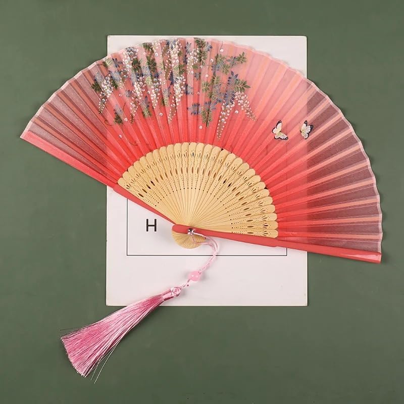 Ancient Chinese Style Dance Folding Fan Cheongsam Hanfu Hand Fan Summer E 21cm M