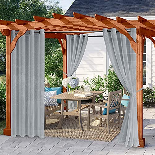Waterproof Outdoor Curtains, Sheer Thermal Insulated Sun Blocking Blackout Curtains for Bedroom, Living Room, Porch, Pergola, Cabana - Image 3