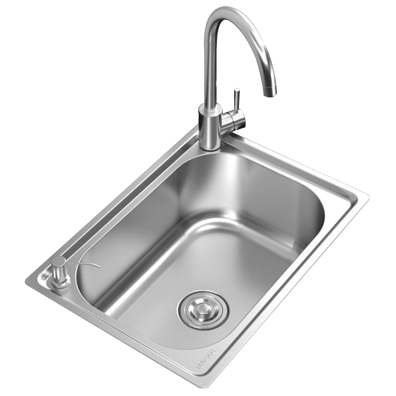ZQFHSX Stainless Steel with Faucet - Single Dishwashing Basin for Easy Cleaning Outdoor, RV Garage Restaurant Hotel Commercial(45x39x20.2cm)