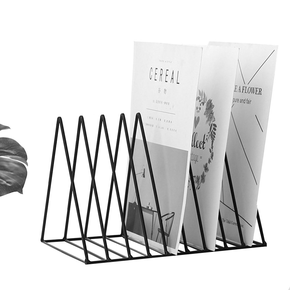 Heavy Duty Metal Triangle Organizer Rack,9 Slot Newspaper Magazine Holder Document File Stand Journals Book Rack for Office, Living Room Study Decorative Storage Rack-picture-26