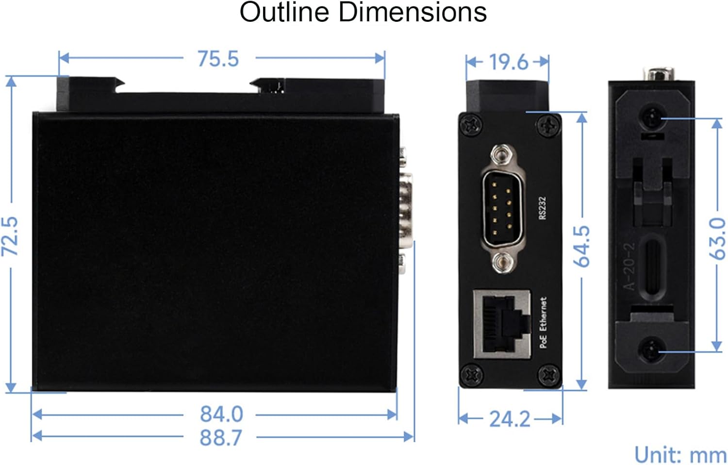 RS232/485/422 to RJ45 Ethernet Converter Industrial Isolated Rail-Mount RS232/485/422 Serial Server TCP/IP to Serial, Modbus Gateway, MQTT Gateway, RS485 to JSON, etc.