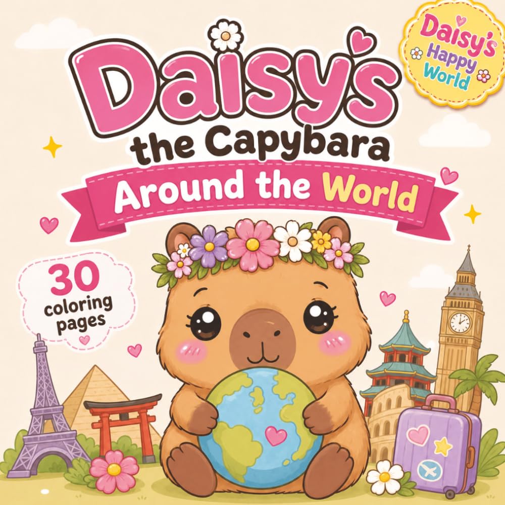 Daisy's the Capybara Around the World: An Adorable Global Adventure with 30 Fun Coloring Pages (Daisy's Happy World)