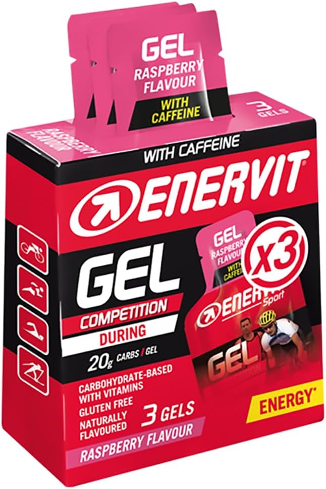 Enervit Sport Energy Gel (Raspberry with Caffeine, 3 x 25ml)