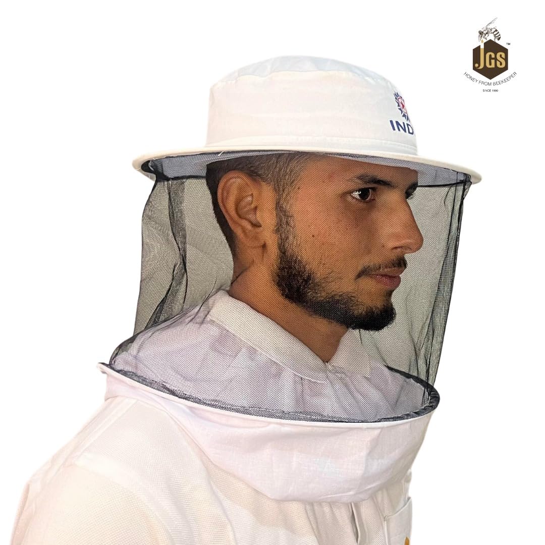JGS Bee Cap Honeybee Cap | Bee Veil for Protection of Face from Honey Bee Sting | Sting Protection for Neck and Face (White, Pack of - 2) - Image 6 thumbnail