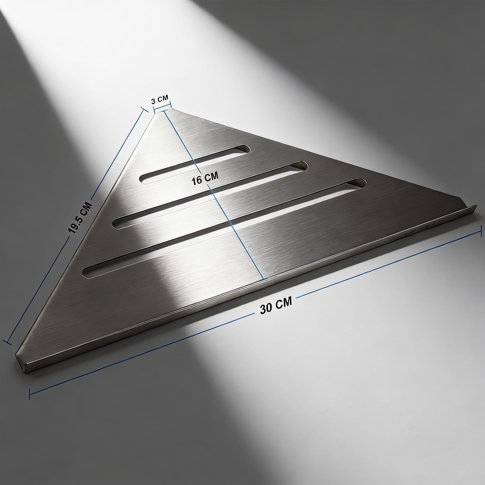 Mensola angolare per doccia ad angolo, 2 ripiani da bagno, 30 x 19,5 cm, ispessito, acciaio inox