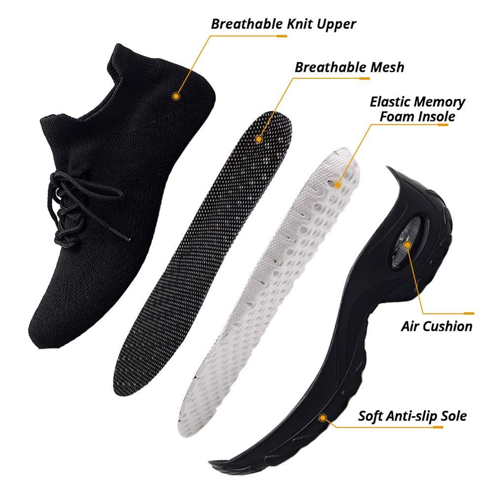 Hitmars Scarpe Ginnastica Donna Sneakers Running Camminata Corsa Basse Air Traspiranti Sportive Nero Blu Rosa Cachi Bianca Taglia 35-44