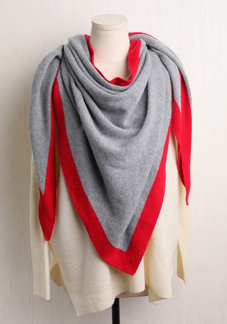 Mooilo - Pur Kaschmir - Luxury Fashion, Schals, Damenmode, Cashmere, Schal, Kaschmirschal, Dreieck grau, rot, Dreieckstuch, Design - made in Germany