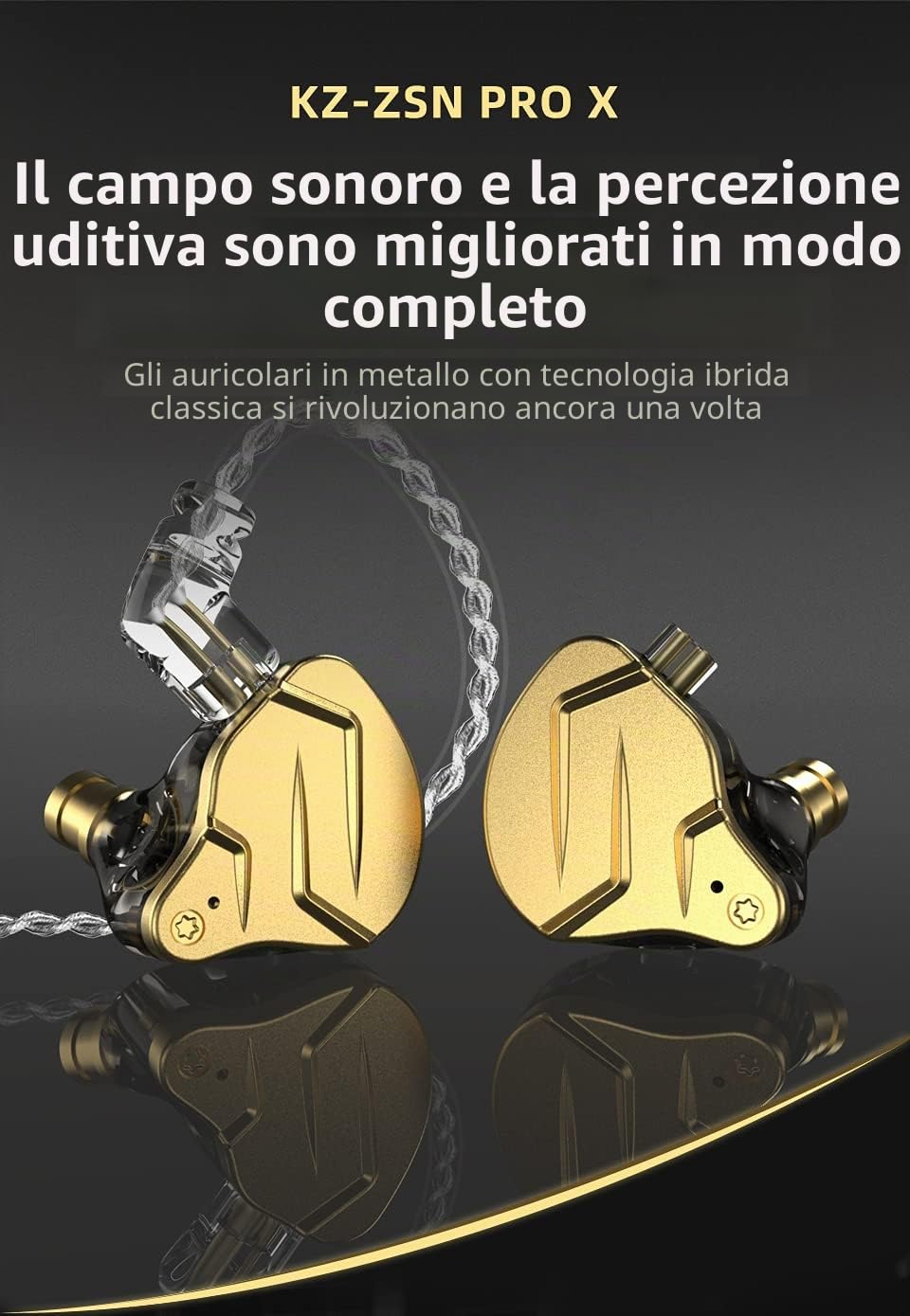 CCA KZ ZSN Pro X - Auricolari in-ear con doppio driver, 1 BA e 1 DD, con cavo, HiFi, per sport, giochi, telefono, computer, tablet, con set regalo, colore blu, senza microfono