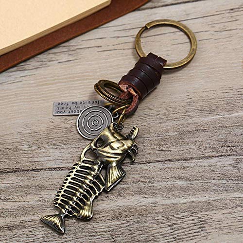 Preisvergleich Produktbild BULINGBL Schlüsselbund Metall Retro Anhänger Leder Geflecht Schlüsselbund Tasche Mobile Autoschlüssel Zubehör Schlüsselring